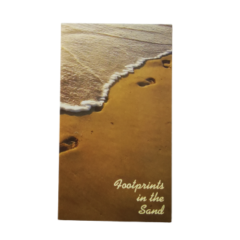 Footprints in the sand prayer card 9cm wallet size