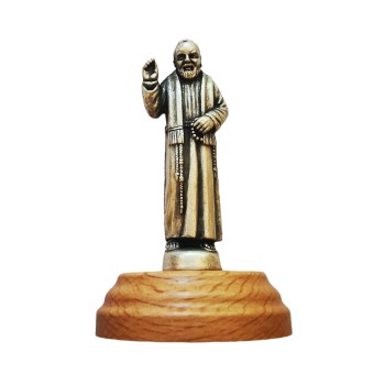 St. Padre Pio statue small 7cm pine wood base figurine Catholic