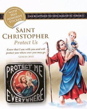 Saint Christopher car plaque gift magnetic adhesive Protect me everywhere 4cm
