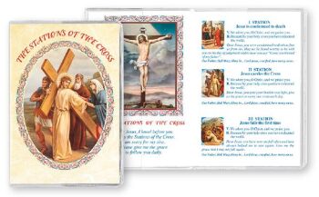 The stations of the Cross prayer booklet and explanation images leaflet 14.5cm