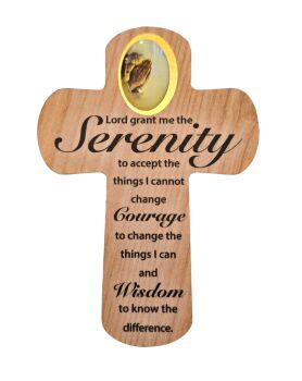 Serenity prayer wood cross pocket Lord grant me praying hands 8cm