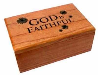 Christian wooden mahogany God is Faithful box gift