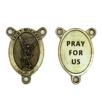  St. Michael center junction for rosary beads connector brass bronze colour 2.8cm 