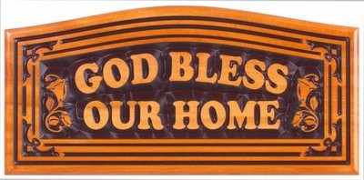 Large God Bless Our Home Christian plaque wooden 16.5