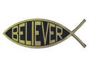 Believer Jesus fish auto car gold bumper sticker emblem