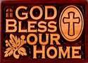 Christian God Bless Our home plaque solid mahogany 14cm