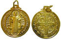 Gold metal Saint Benedict rosary medal