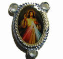 Rosary center -Divine Mercy image - silver finding 25mm