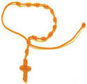 Knotted rope cord rosary bracelet - orange