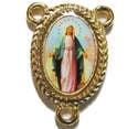 Gold Miraculous image center for rosary beads