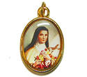 Rosary medal - St. Therese of Lisieux image gold colour