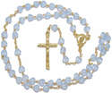 Light sapphire blue colour heart shaped rosary beads
