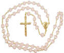 Catholic rosary beads - matte glass pink heart beads