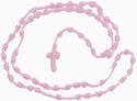 Pink knotted thread rosary beads necklace
