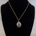 Gold metal Sacred Heart of Jesus medal necklace - 17inch