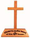 Wood desktop cross ornament - Christ is the Head of this House