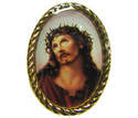 Gold pin with the Sacred face of Jesus image