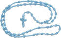 Pastel blue knotted rope rosary beads necklace
