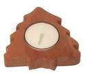 Christmas tree candle tealight holder brown wood 8.5cm