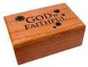 Christian wooden mahogany God is Faithful rosary beads box gift