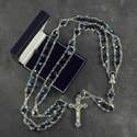 Large extra strong black glass ladder rosary beads