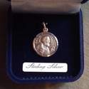 Sterling silver Padre Pio gift boxed round medal 20mm