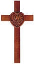 20cm wooden mahogany Love Heart wall hanging cross