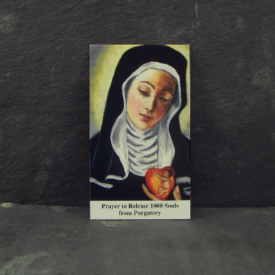 Catholic prayer card St. Gertrude Purgatory prayer