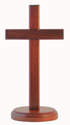 Christian brown wood wooden Cross 20cm standing round base