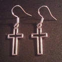Christian cross dangly drop earrings sterling silver wire