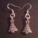 Christmas trees dangly drop earrings sterling silver wire 2cm