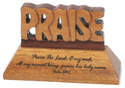 Christian wood mahogany Praise the Lord desktop ornament