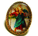 St. Christopher gold pin badge 2.5cm