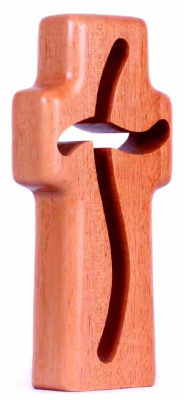 Christian brown wooden deep cross 16cm standing mahogany