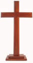 Christian brown wooden standing Cross 40cm stepped base