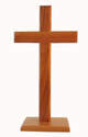Christian brown wooden standing cross on square base 40cm