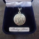 Sterling silver Our Lady of Lourdes medal in velvet gift boxed 20mm 