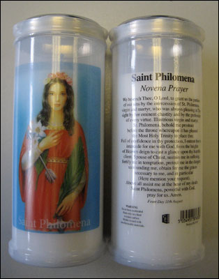 St. Philomena pillar candle 60 hour burn Novena Prayer