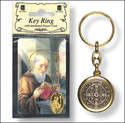 Brass colour metal St. Benedict keyring 8cm Christian gift