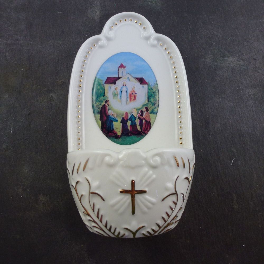 Porcelain Our Lady of Knock small Holy water font 5