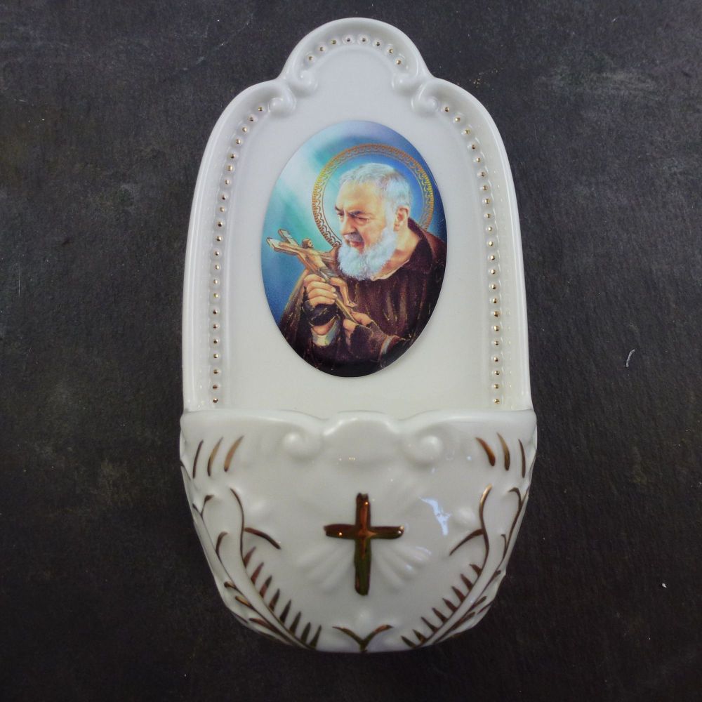 Porcelain St. Padre Pio small Holy water font 5