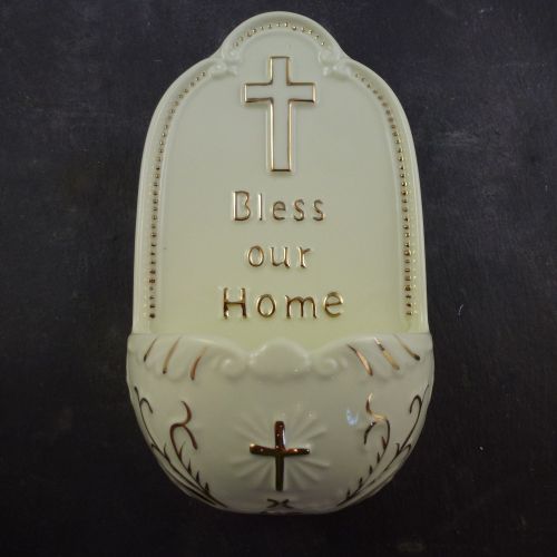 Porcelain Bless Our Home medium Holy water font 7