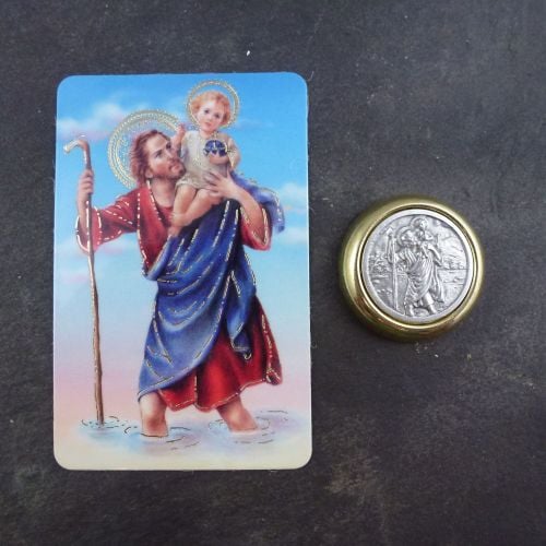 Catholic St. Christopher metal car plaque gift magnet