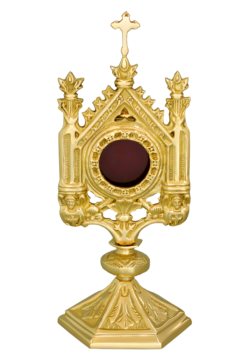 Catholic Monstrance reliquary ostensorium polished brass 12