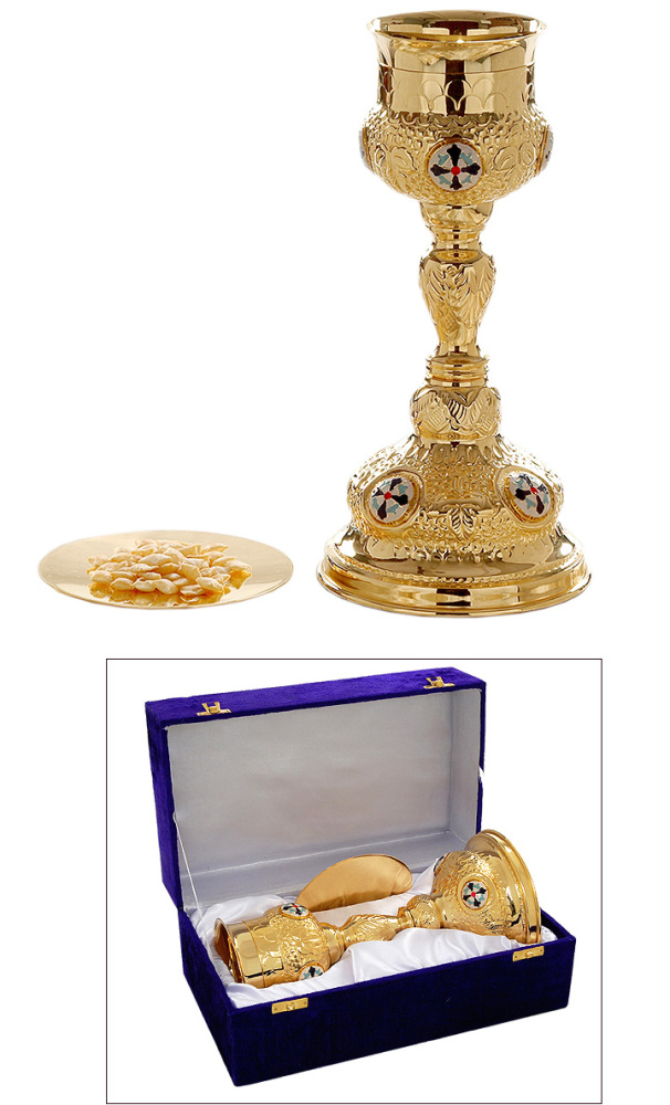 Catholic Vine Chalice paten box 26cm tall high quality polished brass food