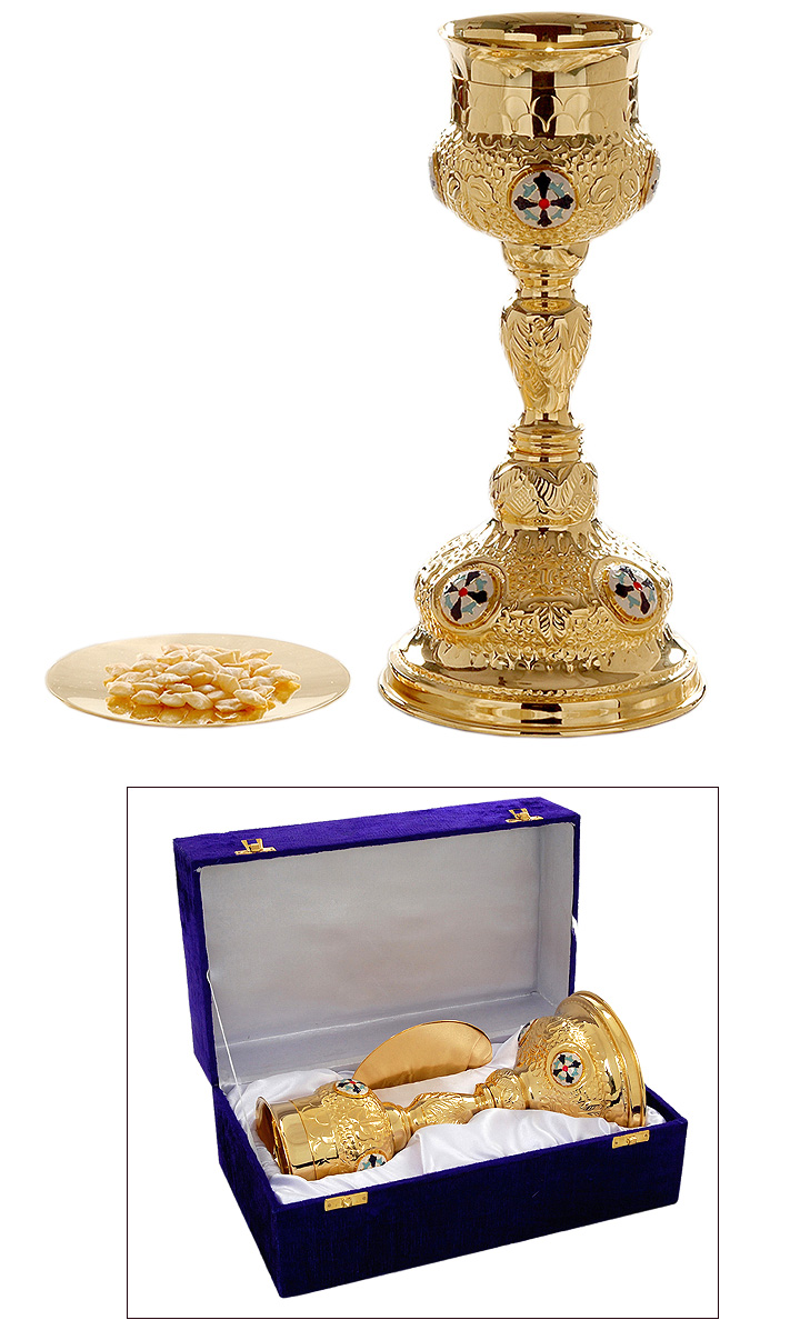 Catholic Vine Chalice paten box 26cm tall high quality polished brass food 