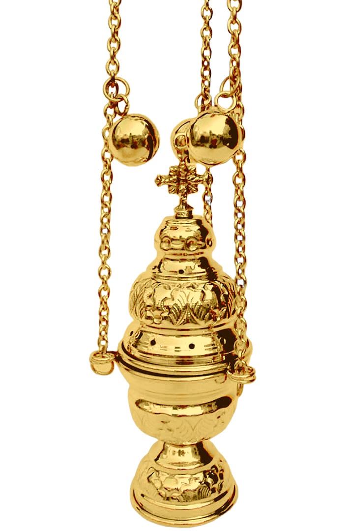 Catholic church censer 12 bells incense burner thurible polished brass 20cm