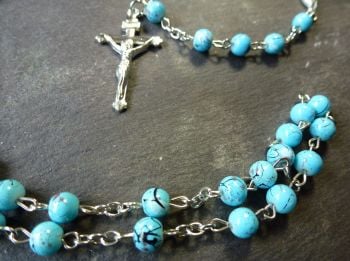Blue turquoise style painted 6mm beads Rosary beads necklace