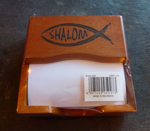 Christian Shalom fish desk top wooden note pad gift