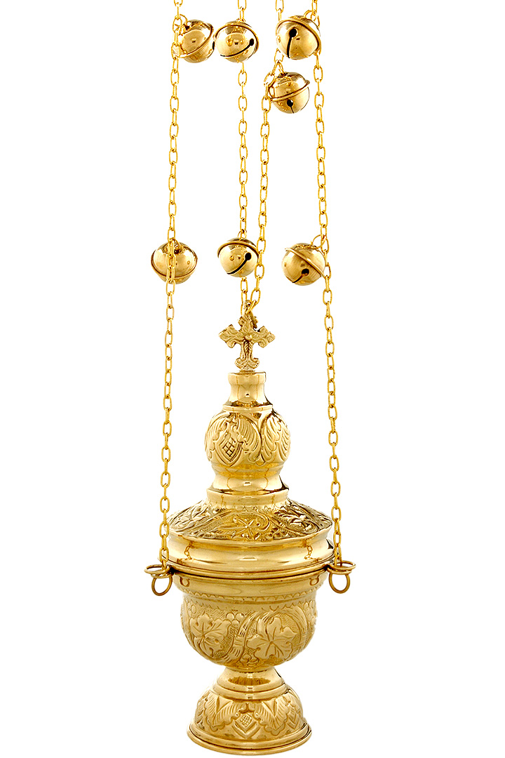 Orthodox church censer incense burner thurible polished brass 24cm
